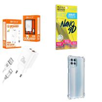 Kit Carregador Turbo 20W + Capinha Motorola G100 + Película de Cerâmica 9D