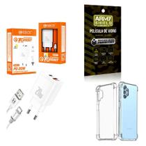 Kit Carregador Turbo 20W + Capinha Samsung A32 4G + Película de Vidro 3D - HRebos