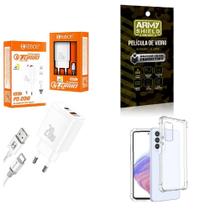 Kit Carregador Turbo 20W + Capinha Samsung A53 + Película 3D