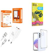 Kit Carregador Turbo 20W + Capinha Samsung A53 + Película de Cerâmica 9D