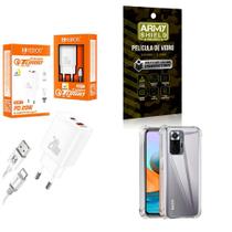 Kit Carregador Turbo 20W + Capinha XiaomiMi Note 10 + Película de Vidro 3D