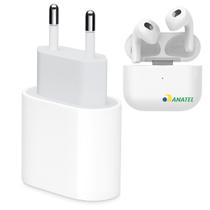 Kit Carregador Turbo 20W + Fone Bluetooth Compatível iPhone 11 13 14 e 15 Pro Max