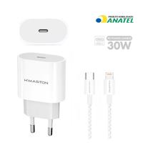 Kit Carregador Turbo 30W Fonte USB C e Cabo Lightning Compatível iOS até 14 AʼGold