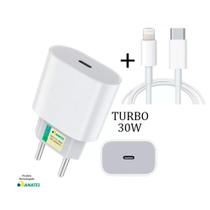 Kit Carregador Turbo 30W Fonte USB C e Cabo Lightning Compatível iOS até 14 AʼGold