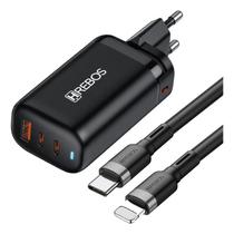 Kit Carregador Turbo 65W ChargeWave CRG-202CI + Cabo USB-C Compativel com Lightning iPhone PD/QC USB + 2x USB Kit Carregador Turbo 65W ChargeWave CRG-202CI + Cabo USB-C Compativel com Lightning iPhone PD/QC USB + 2x USB