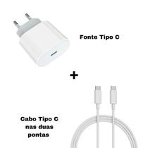 Kit Carregador Turbo Com Fonte e Cabo Tipo C nas Duas Pontas Kit Carregador Turbo Com Fonte e Cabo Tipo C nas Duas Pontas