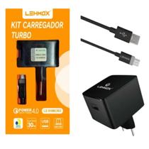 Kit Carregador Turbo compatível com Motorola E7 Plus - Cabo Micro USB V8 e Fonte