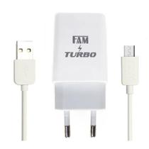 KIT Carregador TURBO para celular mais cabo V8 com 1 USB 3A Certificado pela ANATEL FKT-Q1812 FAM