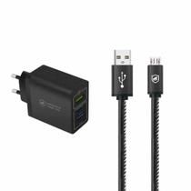 Kit Carregador Turbo Triplo+ Cabo Turbo Militar Micro Usb V8 Homologação: 185902112769 Kit Carregador Turbo Triplo+ Cabo Turbo Militar Micro Usb V8 Homologação: 185902112769