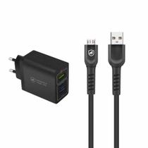 Kit Carregador Turbo Triplo E Cabo Dual Shock Micro Usb V8