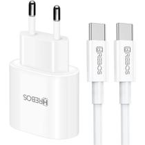 Kit Carregador USB-C Turbo 20W Volt Max + Cabo Tipo-Com Tipo-C 1metro modelo-CRG-217C Cor Branco