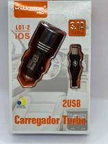 Kit Carregador Veicular 2 Saídas USB 3.1A Turbo + Cabo USB 1M L01 - H'm - hm