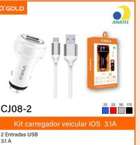 Kit Carregador Veicular 3.1A IOS a'GOLD CJ112 - Giwish