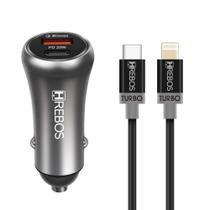 Kit Carregador Veicular + Cabo Lightning Power Turbo Anatel NFe