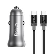 Kit Carregador Veicular + Cabo Type C Android Power Turbo Type C Anatel NFe
