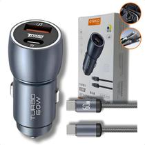 Kit carregador veicular com cabo tipo c cj13-3 a'gold Kit carregador veicular com cabo tipo c cj13-3 a'gold