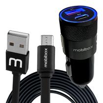 Kit Carregador Veicular Duplo - 2 saídas Usb + Tipo C 3A - c/ Cabo Tipo C entrada Usb Reforçado - Ultra rápido - Original - Garantia 1 ano - 2 metros