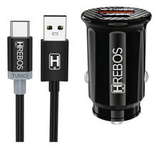 Kit Carregador Veicular Hrebos Turbo 20W Cabo TipoC CRV352C
