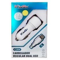 Kit Carregador Veicular Kingo Dual Usb 2,4A Com Cabo I8 C204