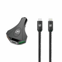 Kit Carregador Veicular Tank e Cabo Turbo Militar Tipo C / Lightning - Gshield