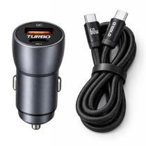 Kit Carregador Veicular Turbo 60w Com Cabo Carro Automotivo USB C