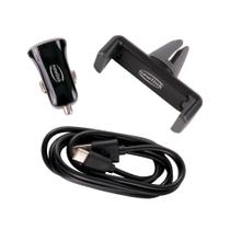 Kit Carregador Veicular Type C + Suporte Newlink KA200 Preto