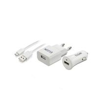 Kit Carregadores USBs Tomada e Veicular com Cabo 1m