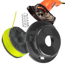 Kit Carretel Tampa Mola Aparador De Grama 3 Peças Tramontina Preto