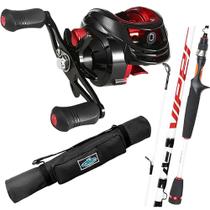 Kit Carretilha 19 Rol Anti Cabeleira Vara 1,90mt Porta Varas