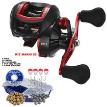 Kit Carretilha 19 Rolamentos com 46 Itens Pesca e Estojo