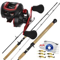Kit Carretilha 19 Rolamentos Vara 1,80mts Com Estojo Completo Pescaria Até 10Kg