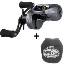 Kit Carretilha Lince Carbon Com Capa Protetora Ideal Para Pesca Esportiva