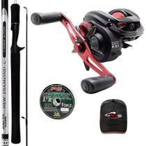 Kit Carretilha Montana 10000 Com Vara Diamond 1,68mts Linha Multi e Boné Makis Fishing