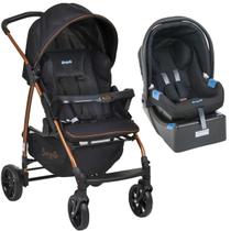 Kit Carrinho Bebe Travel System Passeio Berço Até 15Kg Modelo Ecco Burigotto + Bebe Conforto + Base Automotiva Carro