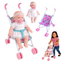 Kit Carrinho Boneca + Boneca Pai Nosso Reza Primeira Oração