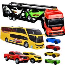 Kit Carrinho Caminhão 6-15 Pçs Cegonha Completo Ônibus Moto Caminhão Lixeiro Brinquedo Menino