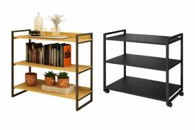 Kit Carrinho com Rodizios e Aparador Industrial Mel