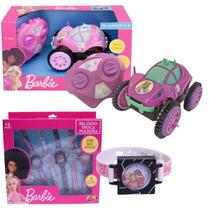 Kit Carrinho Controle Remoto e Relógio Personalizável Barbie