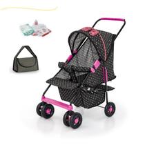 Kit carrinho de bebe boneca bolsinha com acessorios capota retratol dobravel porta objetos cabe bb reborn mamadeira fralda sabonete paninho naninha