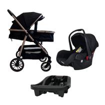 Kit Carrinho de Bebê Move 3 em 1 com Bebê Conforto e Base Nina Reclinável e Compacto