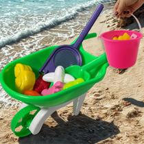 Kit Carrinho de Mão com Baldinho e Acessórios Rei do Balde Brinquedo Praia Areia Terra Infantil 14 Peças Original INMETRO Cores Sortidas Kit Carrinho de Mão com Baldinho e Acessórios Rei do Balde Brinquedo Praia Areia Terra Infantil 14 Peças Original INMETRO Cores Sortidas