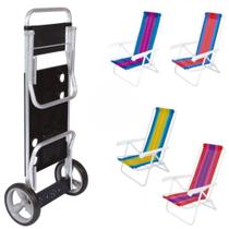 Kit Carrinho de Praia + 4 Cadeiras de Praia Reclinavel Mor