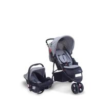 Kit carrinho e bebê conforto travel system urban até 15kg cinza