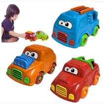 Kit Carrinho Educativo Bebe Menino C/3 Brinquedo Presente Mini Frota