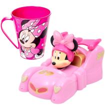 Kit Carrinho Feminino Minnie Fantastic Cars Fricção 13cm Disney com Caneca Original