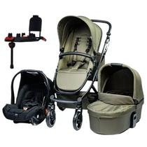 Kit Carrinho Moisés COMO 4 com Bebê Conforto + Bolsa Olive (Verde) e Base - ABC Design