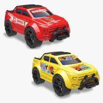 Kit Carrinho Pick Up Force Bombeiro + Praia Camionete Carro Roda Livre Menino Menina