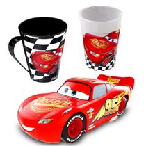 Kit Carrinho Relâmpago Mcqueen 13cm Copo e Caneca Original