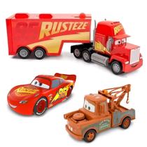 Kit Carrinhos com Relâmpago Macqueen Mate e Mack com Baú Carros Disney Pixar