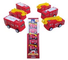 Kit Carrinhos De Bombeiro C/ 6 Peças Fricção Miniatura